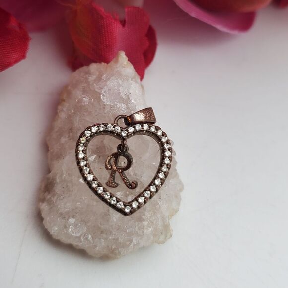 Crystal r initial customized necklace pendant heart shaped - Picture 1 of 2